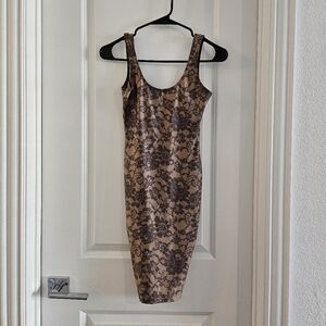 American Apparel Scoopback Nylon Bodycon Dress with Lace Print Small